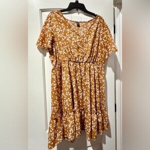 SHEIN Curve Yellow Floral V-Neck Dress